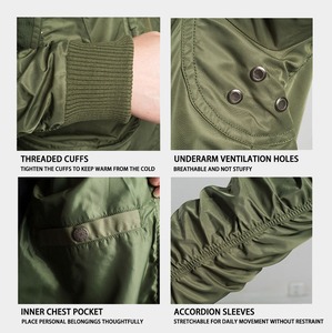 Blouson aviateur brodé de créateur personnalisable pour hommes 100% toile en nylon fermeture à glissière col montant poche avant-pour le printemps - Product Image 4