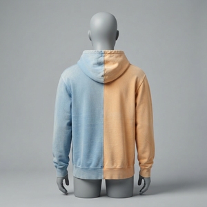 MATTIERA <b>Mens</b> Blue Orange Two Tone Zip Up Hoodie <b>Red</b> Logo Fleece <b>Sweatshirt</b> Streetwear Casual Hooded Jacket Custom Wholesale OEM - Product Image 2