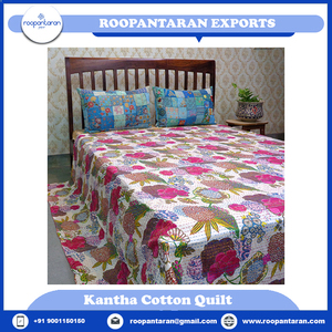 Último Diseño en Algodón Orgánico Kantha, Fabricante Indio, Impresión a Mano, Tamaño Queen, Precio Económico en Oferta - Product Image 4
