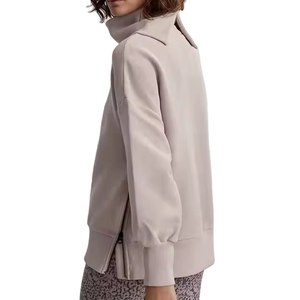 Sudadera informal de lana para mujer, Sudadera con capucha de cuello alto de alta calidad con logotipo frontal transpirable para invierno - Product Image 3