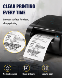 2.25"x4" Black Backing Perforated <b>Waterproof</b> Blank Thermal <b>Labels</b> for Shipping & Barcode Printing - Product Image 4