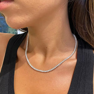 Exclusive Offer IGI Certified <b>VVS</b> Lab Grown <b>Diamond</b> 14k Solid Gold Tennis <b>Chain</b> Necklace Premium Jewelry From India Manufacture - Product Image 1