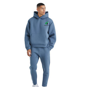 Chándal de algodón 100% de alta calidad para hombre, Sudadera con capucha Vintage y pantalones de chándal, conjunto de Jogger, ropa deportiva para gimnasio, entrenamiento físico, traje de dos piezas - Product Image 1