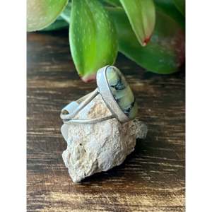 Scott Skeets <b>Statement</b> <b>Ring</b> Tibetan Turquoise & Sterling Silver Size 6 Bezel Set Everyday Wear IGI Certified - Product Image 3