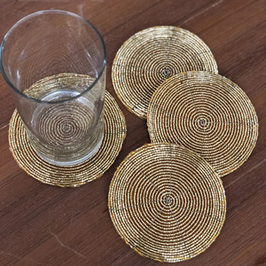 High Quality New Gold Finished Copper Coaster Luxury Design Eco-Friendly Handmade for Customized Size Kitchenware Restaurant - Product Image 1