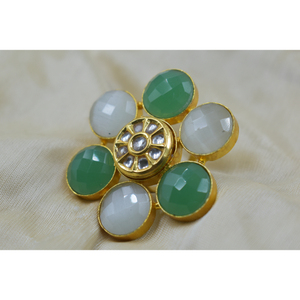 Diseño de flores, joyería chapada en oro, anillos de flores de piedra de latón chapados en oro, joyería básica para mujer, anillos de joyería de moda - Product Image 2