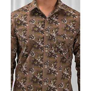 Chemise décontractée 100 % coton imprimée pour homme, manches longues, motifs floraux à pois, tissu popeline Oxford tendance, offre ODM - Product Image 2