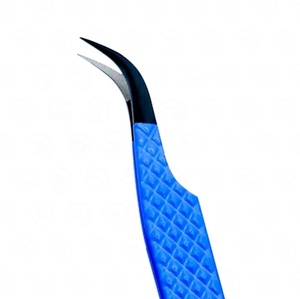 Pinzas de extensión de pestañas con punta de gancho de color azul Pinzas de base en forma de corazón de Al mida - Product Image 2