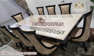 Conjunto de comedor redondo hecho a mano de madera de teca, mesa de comedor redonda de estilo europeo, aspecto elegante, 8 piezas - Product Image 6