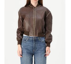 แจ็กเก็ตหนังแท้แฟชั่นตามสั่งของผู้หญิง2025ขายดีเสื้อแจ็กเก็ตหนังแท้สไตล์ระบายอากาศพิมพ์โลโก้ได้ตามต้องการ - Product Image 1