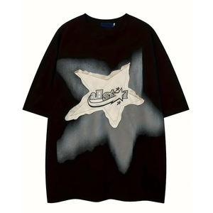 100% Cotton Men's T-<b>shirts</b> Casual Summer Star Patchwork T-<b>Shirt</b> Relaxed Fit, Round Neck Tee With Unique <b>Geometric</b> Design - Product Image 1