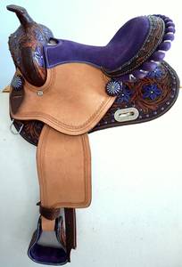 Selle de cheval de course à barils de style western, confortable, de haute qualité, en cuir, élégante, pour l'équitation, design personnalisable - Product Image 2