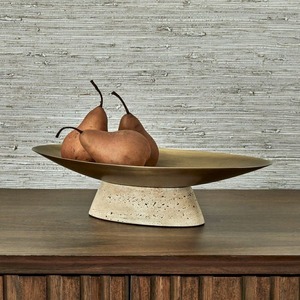Bol décoratif artisanal en pierre de travertin compacte pour étagère, table console et décoration intérieure moderne - Product Image 4