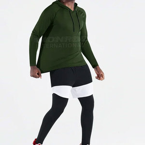 Top de entrenamiento de manga larga con sudaderas con capucha OEM personalizado para hombres Sudadera con capucha de compresión personalizada 2025 en tamaño adulto - Product Image 3