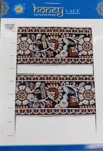 Impresionante encaje bordado floral colorido con detalles intrincados, ideal para ropa nupcial, accesorios de moda - Product Image 2