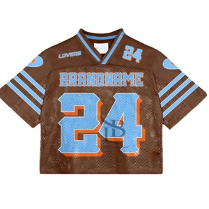 Venta al por mayor personalizada Boxy Mesh O Neck Jersey Streetwear Oversized Mesh American Football Jersey T-shirt Men Mesh Football Shirt - Product Image 1