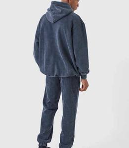 Venta al por mayor lavado con ácido precio barato hombres chándales Venta caliente de alta calidad pulóver con capucha y cintura elástica pantalones chándales hombres - Product Image 2