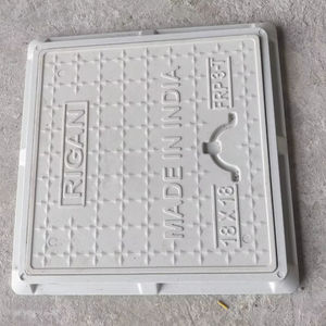 Couverture de regard carrée en composite FRP de qualité supérieure 24X24 Noir Haute résistance Anti-UV & Écologique pour les systèmes d'égouts municipaux - Product Image 1