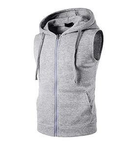 Wholesale High Quality Logo Custom Men's Tops Sleeveless <b>Hoodie</b> for Men Zip Up Heavy Weigh <b>Gym</b> <b>Hoodie</b> for Men - Product Image 5