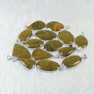 Collar con colgante de piedras preciosas multicolor de jaspe oceánico de estilo bohemio de alta calidad para mujer, conjunto de bisel, fabricantes al por mayor - Product Image 1