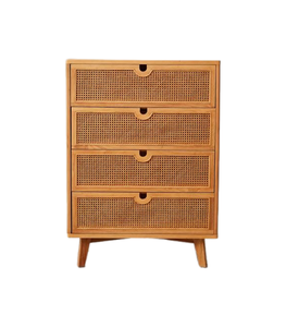 Eco-Friendly Durable Minimalist Nightstand with Large Capacity Teak Rattan Combination - Product Image 5