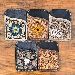 ที่ใส่บัตรเครดิตหนังคุณภาพเยี่ยมซองบัตรดอกทานตะวันกระเป๋าหนังแท้แบบตะวันตกของขวัญสำหรับเขาและเธอ - Product Image 3