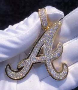 2.30Ct redondo Real Moissanite colgante personalizado letra 14K oro amarillo plateado joyería de plata esterlina para fiesta diamante encanto - Product Image 3