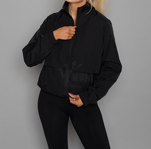 Chaquetas cortavientos personalizadas para hombre, chaqueta impermeable de poliéster y nailon con logotipo personalizado y cremallera para deportes al aire libre y correr - Product Image 5