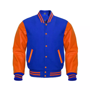 Chaqueta universitaria de béisbol con manga de cuero de alta calidad para hombre, Color retales de doble, botones en blanco, Letterman University Winter - Product Image 2