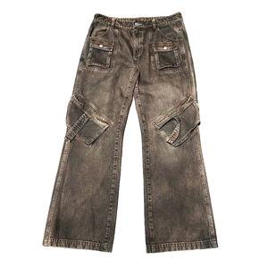 Jeans de Mezclilla para Hombre, Diseño Original 2026, Estilo Urbano, Logotipo Personalizado, Alta Calidad, Lavado Monkey, Corte Holgado, Color Marrón - Product Image 1