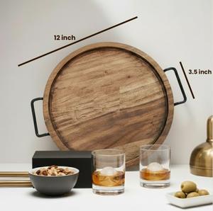 Plateau de service en bois d'acacia avec poignées en fer, utilisation en restauration et dans les restaurants, qualité commerciale, écologique, prix bas - Product Image 2