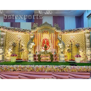 Ethnic Wedding <b>Elephant</b> Theme Stage <b>Decor</b> Grand Hindu Wedding Shiv Parvati Stage Trending Wedding Reception Stage - Product Image 1
