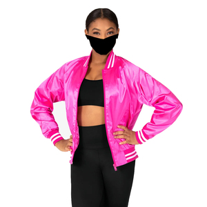 OEM más nuevo estilo transpirable de manga larga Mujer Crop Satin Bomber Jacket ropa de mujer personalizada Letterman Varsity Jacket 2025 - Product Image 3