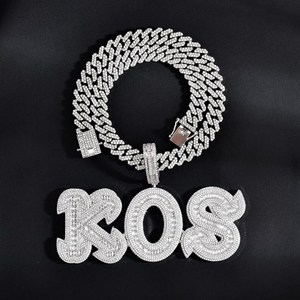 จี้เพชรโมอิสซาไนต์แบบ Iced Out สั่งทำตามชื่อตัวอักษร VVS  ความเงางามสูง  ทำจากเงินแท้ 925  สำหรับผู้ชายและผู้หญิง - Product Image 4