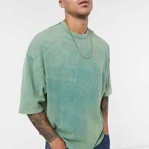 Logo personnalisé imprimé coton 180 GSM hommes T-Shirt d'été surdimensionné lourd en vrac lavé solide motif longue longueur - Product Image 6