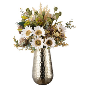 Florero de Metal de lujo moderno acabado plateado para el hogar sala de estar boda escritorio floreros decorativos - Product Image 6