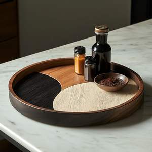 Plateaux ronds en bois adaptés à la décoration intérieure minimaliste avec des lignes nettes et des tons de bois naturels - Product Image 3