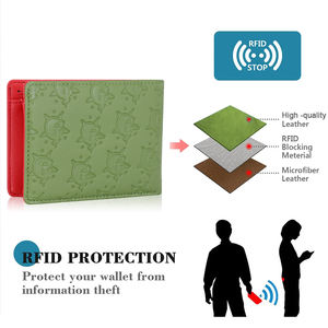 Portefeuilles pour hommes en cuir PU minimaliste de designer, logo de marque personnalisé en relief, porte-cartes de crédit à double pliage, portefeuille d'usine - Product Image 6