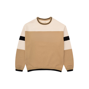 Sudadera Color Block Beige, Elegante, Manga Larga, Cuello Redondo Informal, Moderna, Cómoda, de Algodón, Unisex, Deportiva - Product Image 1