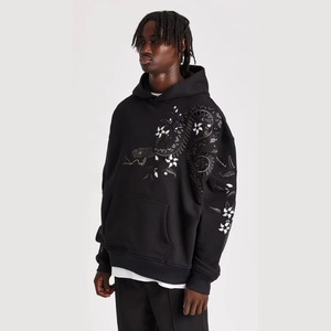 Sudaderas con Capucha Extra Grandes de Algodón 100% de Alta Calidad para Hombre, Otoño, Color Sólido, Bordado Chenille Personalizado, Colores y Logotipo Personalizados - Product Image 5