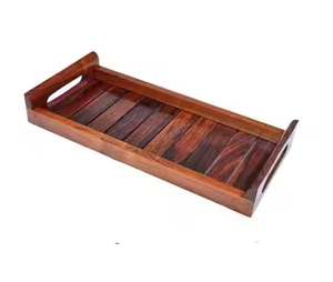 Juego de 2 bandejas para servir comida de madera y metal a precio mayorista - Product Image 5