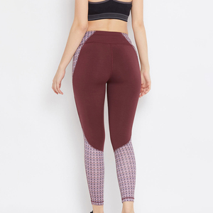 Leggings de yoga taille haute, longueur intégrale, imprimé patchwork, spandex polyester, extensible dans quatre sens, coutures contrastées, pantalon pour femmes - Product Image 2