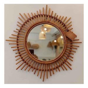 Miroir en rotin tissé à la main du Vietnam, décoration murale de style moderne et traditionnel - Product Image 1