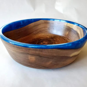 Bol en résine de bois naturel fabriqué à la main élégant et durable pour un usage quotidien pour servir des collations frites pièces centrales de fête - Product Image 1