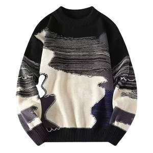 Pulls en tricot pour hommes à manches longues, 100% coton, sur mesure, vente en gros, anti-froissement, col rond - Product Image 1