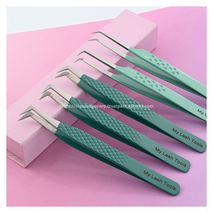 Pince à épiler professionnelle pour extensions de cils en fibre, courbée, volume classique, 45 degrés, 90 degrés, en acier inoxydable - Product Image 3
