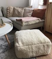 Tout blanc Grand tapis en laine Coussins de sol Classique Fait à la main Poufs en laine marocaine Carré Ottoman Décoration intérieure Style Boho