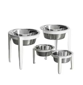 Bol en acier inoxydable motif solide pour animaux de compagnie avec base en caoutchouc antidérapant, bols pour chiens et chats résistants à la rouille avec logo personnalisé - Product Image 2