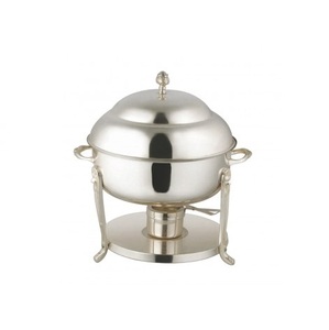 Plato de frotamiento de diseño de lujo multifuncional, calentador de alimentos con acabado dorado, platos decorativos para buffet con soporte - Product Image 4