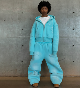 Conjunto de Dos Piezas para Mujer Talla Grande, Invierno, Sólido, Bordado, Sudadera con Capucha y Cremallera de Corte Regular y Pantalones Jogger por Encima de la Rodilla, Estilo Casual Urbano - Product Image 4